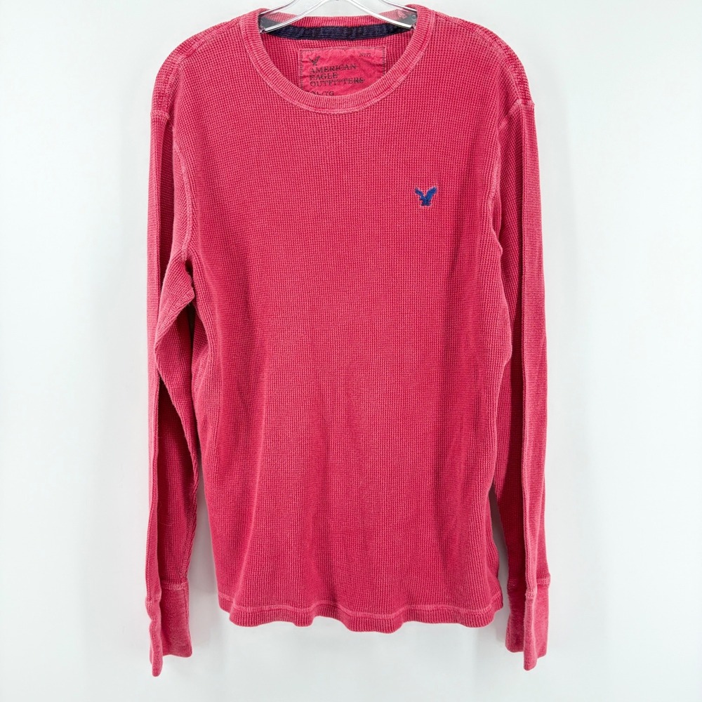 Y2K American Eagle Thermal Shirt Mens XL Waffle Knit Vintage Long Sleeve Layer - Picture 2 of 7